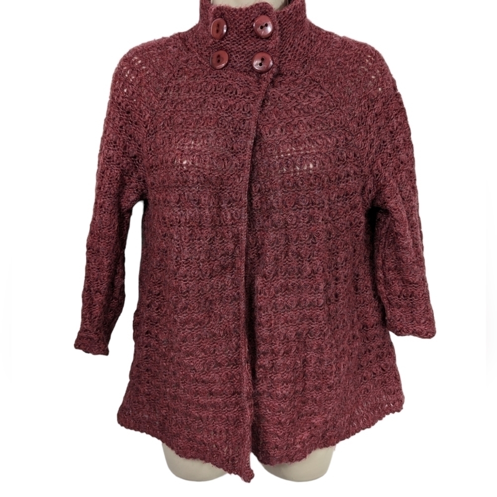 Mandarin Blue Mock Neck Cardigan Sz PL